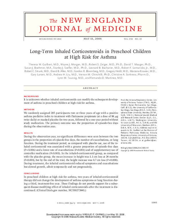 (PDF) Long-Term Inhaled Corticosteroids in Preschool Children at High ...
