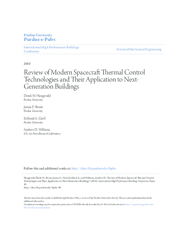 (PDF) Review of Modern Spacecraft Thermal Control Technologies Eckhard Groll Academia.edu