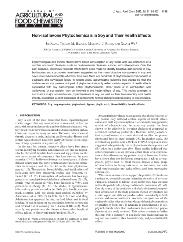 PDF) Non-isoflavone Phytochemicals in Soy and Their Health