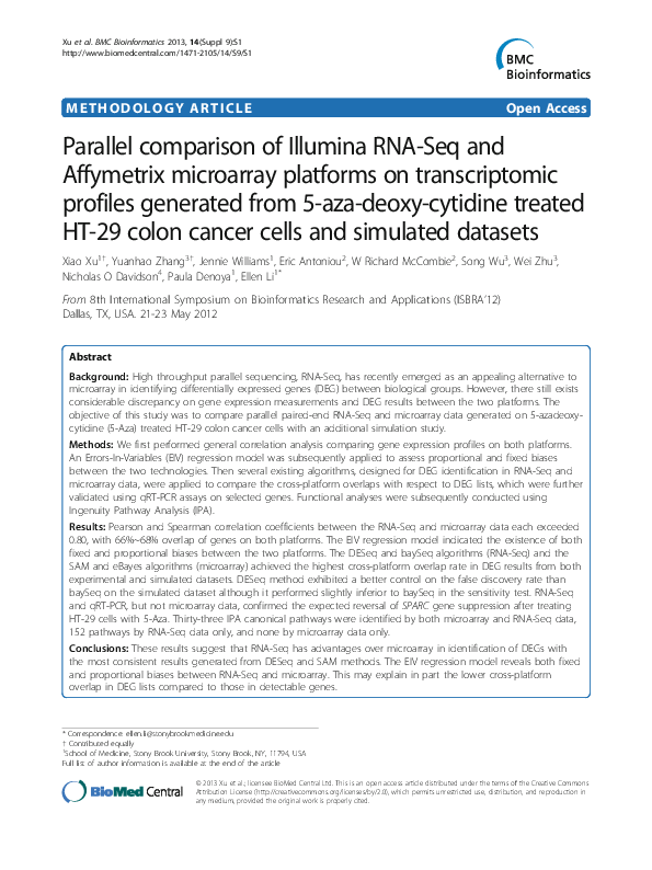 (PDF) Parallel comparison of Illumina RNA-Seq and Affymetrix microarray ...