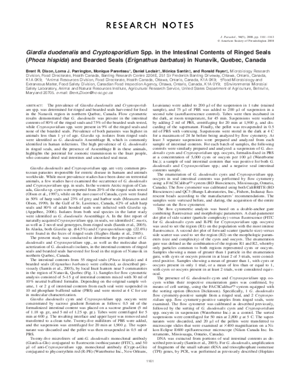 (PDF) Giardia duodenalis and Cryptosporidium Spp. in the Intestinal ...