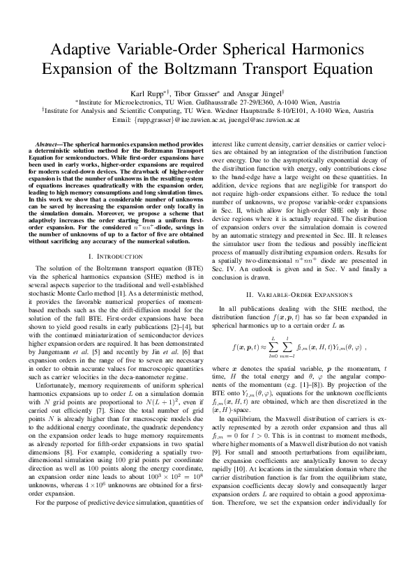(PDF) Adaptive variableorder spherical harmonics expansion of the