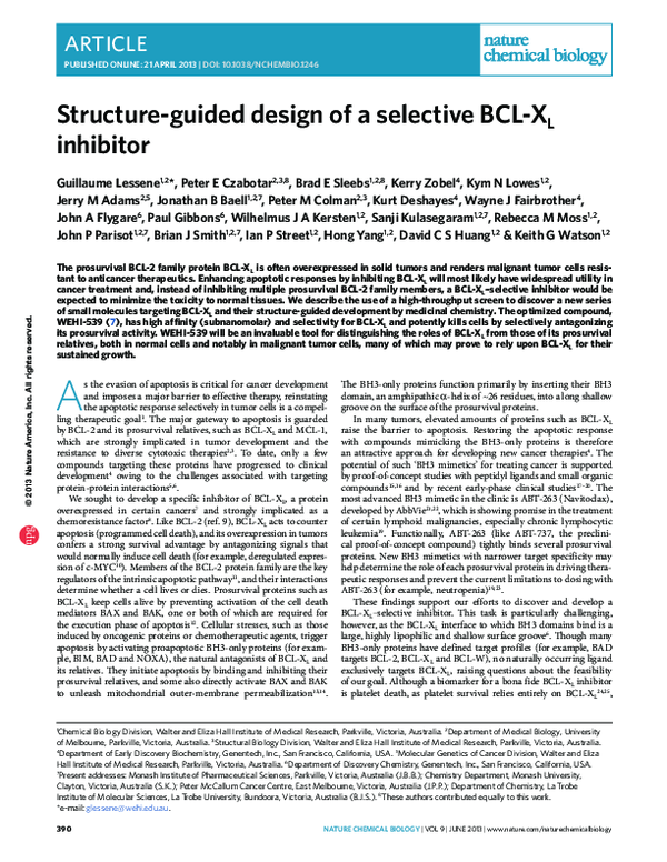 (PDF) Structure-guided design of a selective BCL-XL inhibitor