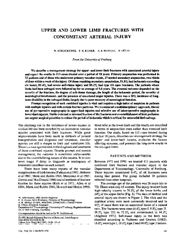 (PDF) Fractures and Arterial Injury Management Outcomes