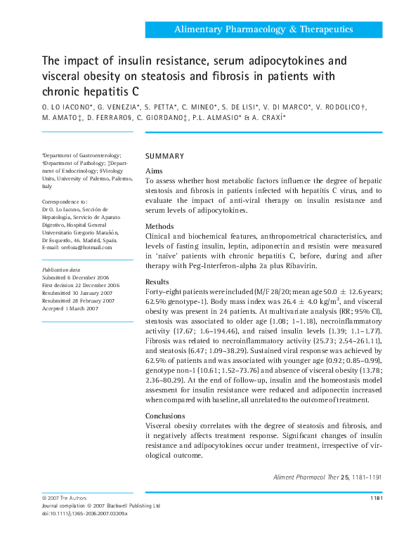 (PDF) The impact of insulin resistance, serum adipocytokines and ...