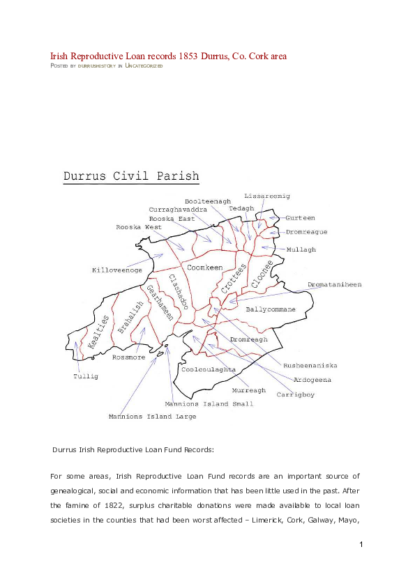 (PDF) Devastation of Irish Famine in Durrus, West Cork, Loan Funds 183-1853