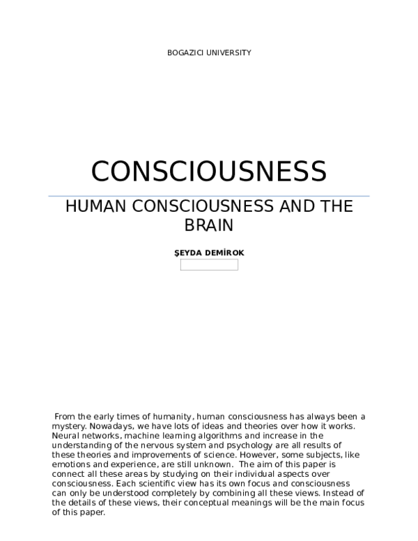 (DOC) CONSCIOUSNESS