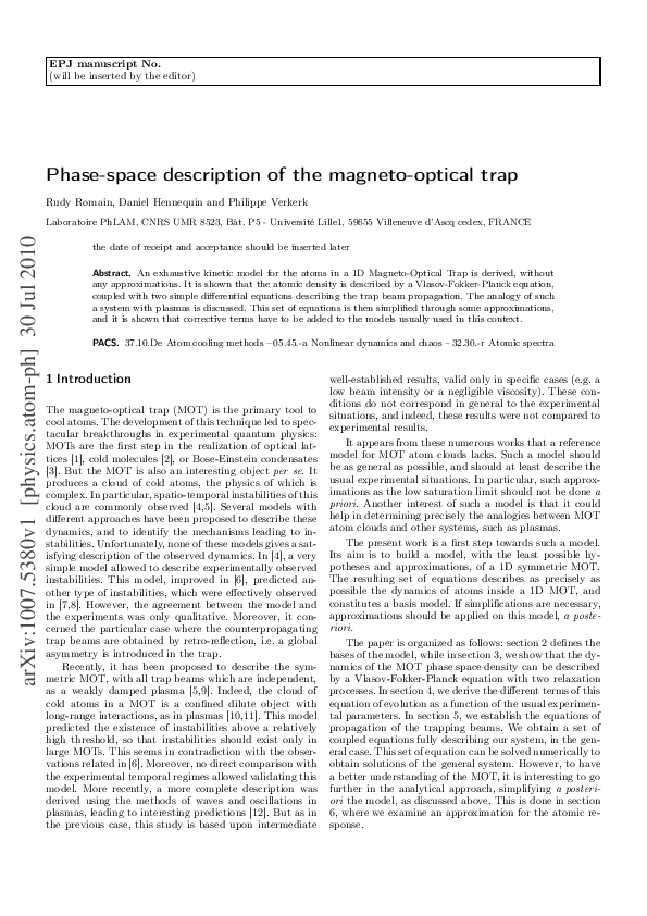 (PDF) Phasespace description of the trap D