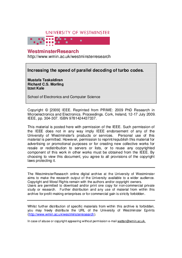(PDF) Increasing the speed of parallel decoding of turbo codes
