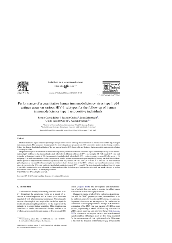 (PDF) Performance of a quantitative human immunodeficiency virus type 1 ...