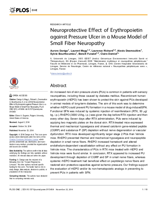 (PDF) Neuroprotective Effect of Erythropoietin against Pressure Ulcer