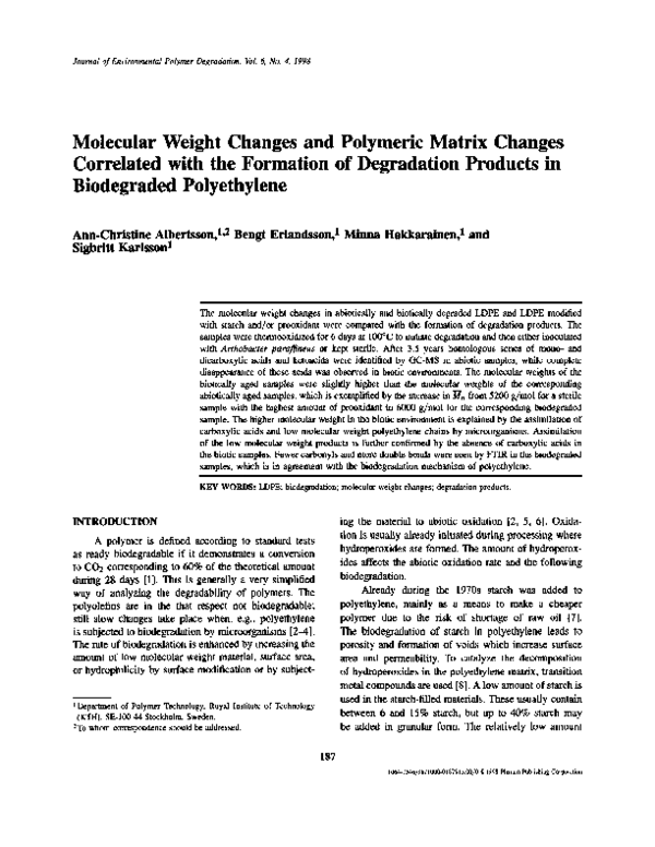 (PDF) Molecular weight changes and polymeric matrix changes correlated ...