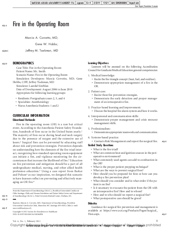 (PDF) Fire in the Operating Room
