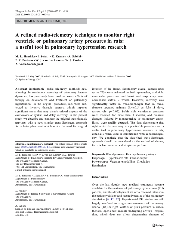 (PDF) A refined radio-telemetry technique to monitor right ventricle or ...