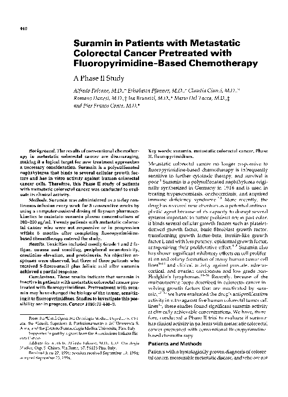 (PDF) Suramin in patients with metastatic colorectal cancer pretreated ...