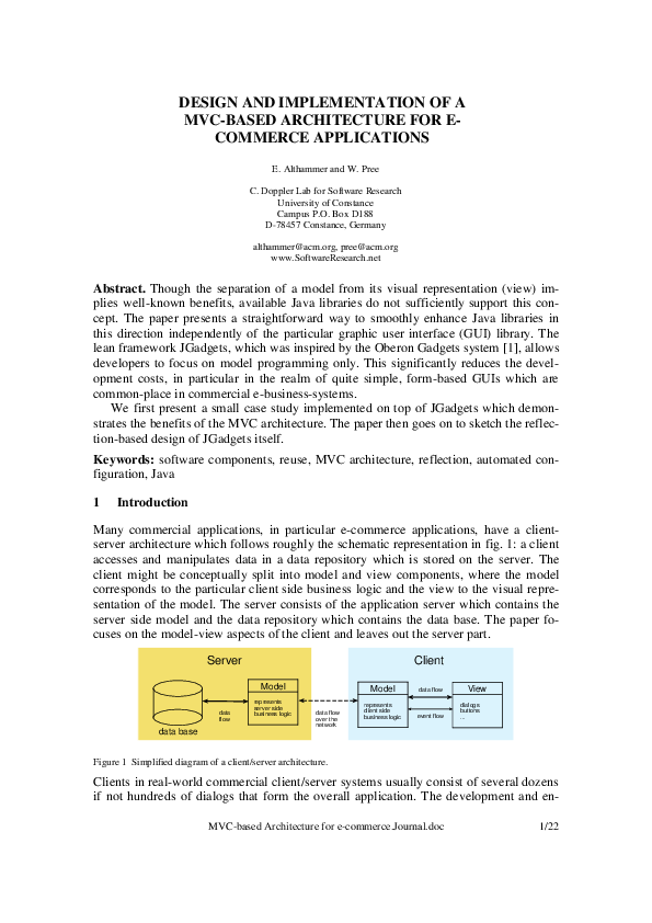 (PDF) Design and Implementation of an MVC-based Architecture for E ...