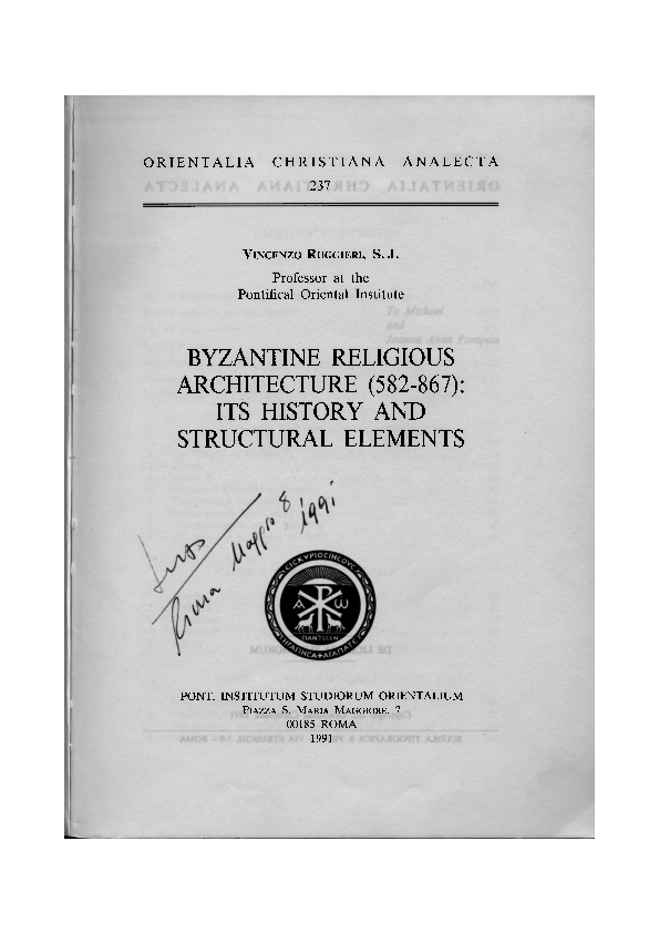 Hagiographical Insights (from Byzantine Religious Architecture)