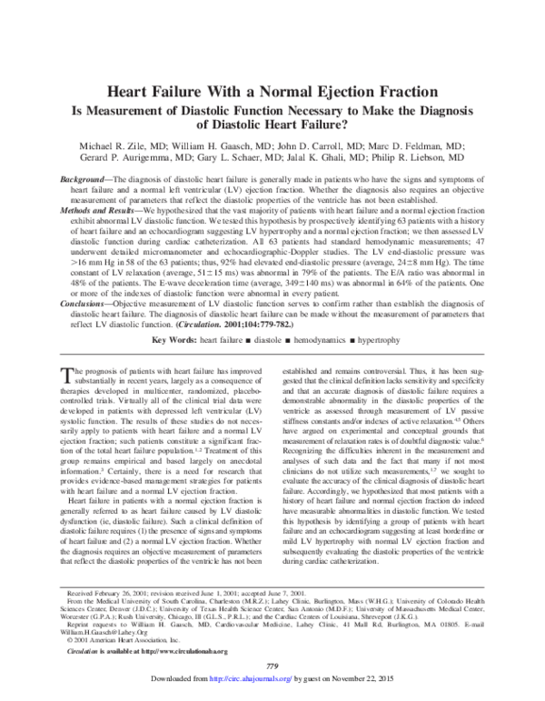 (PDF) Heart Failure With a Normal Ejection Fraction: Is Measurement of ...