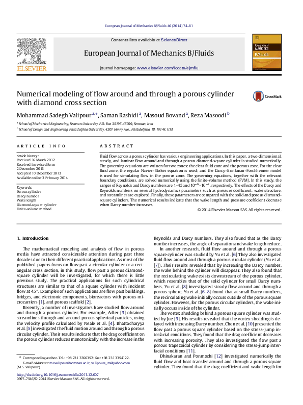 (PDF) Numerical modeling of flow around and through a porous cylinder ...