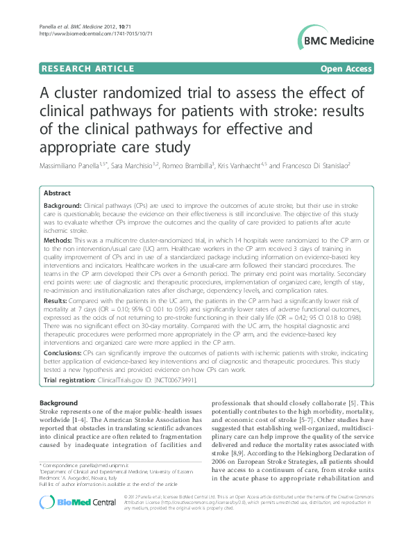 (PDF) A cluster randomized trial to assess the effect of clinical ...
