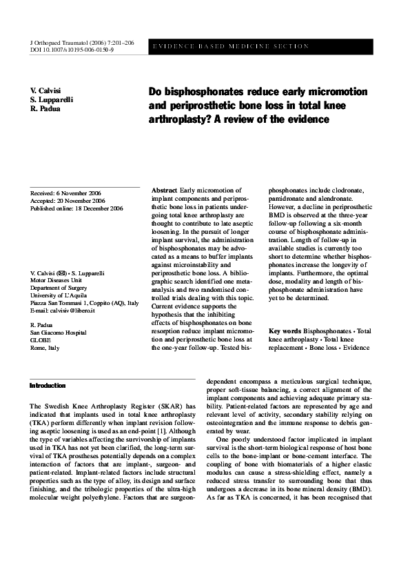 (PDF) Do bisphosphonates reduce early micromotion and Periprosthetic ...