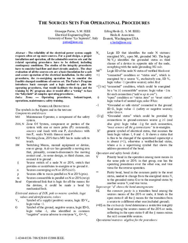 (PDF) The Sources Sets for Operational Procedures