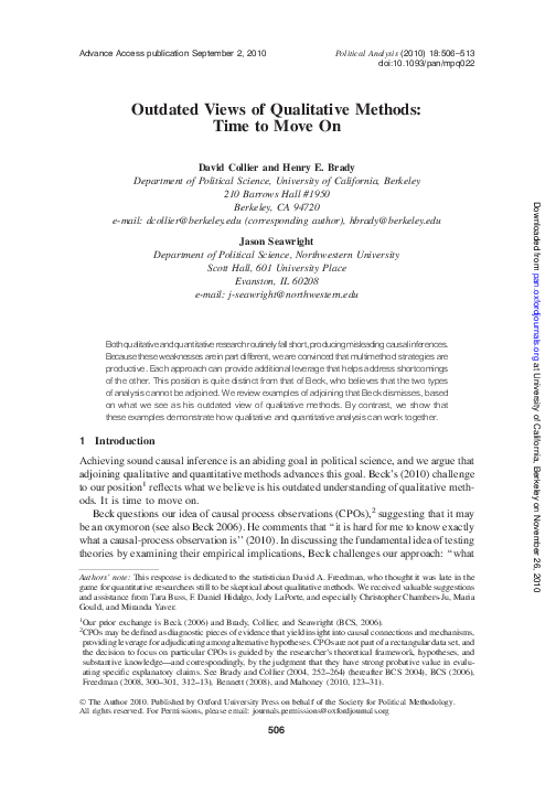 (PDF) Outdated Views of Qualitative Methods: Time to Move On