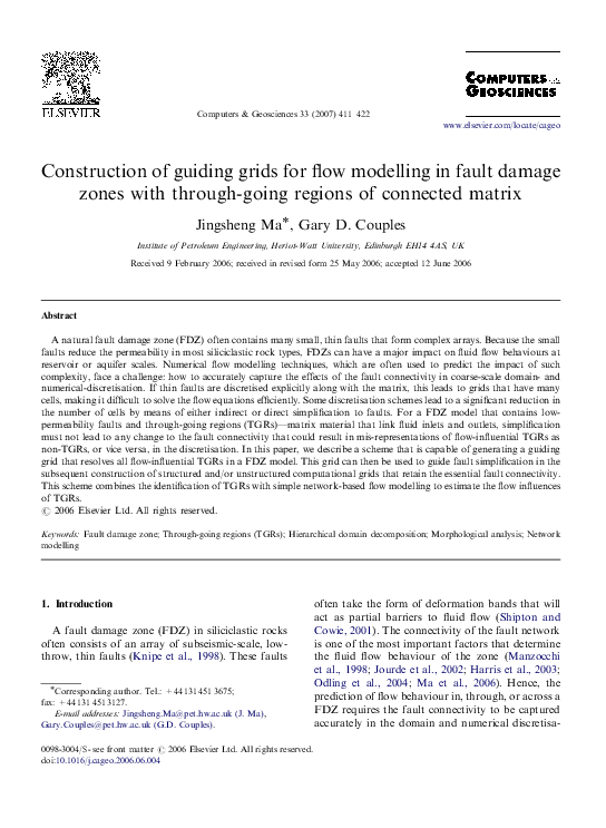 (PDF) Construction of guiding grids for flow modelling in fault damage ...