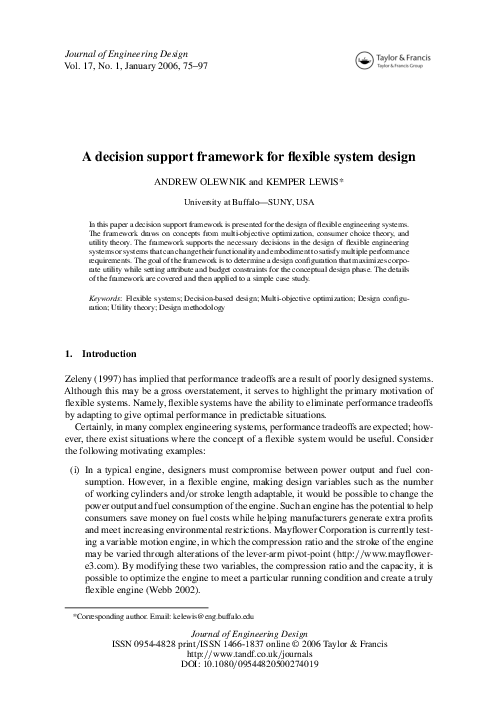 (PDF) A decision support framework for flexible system design