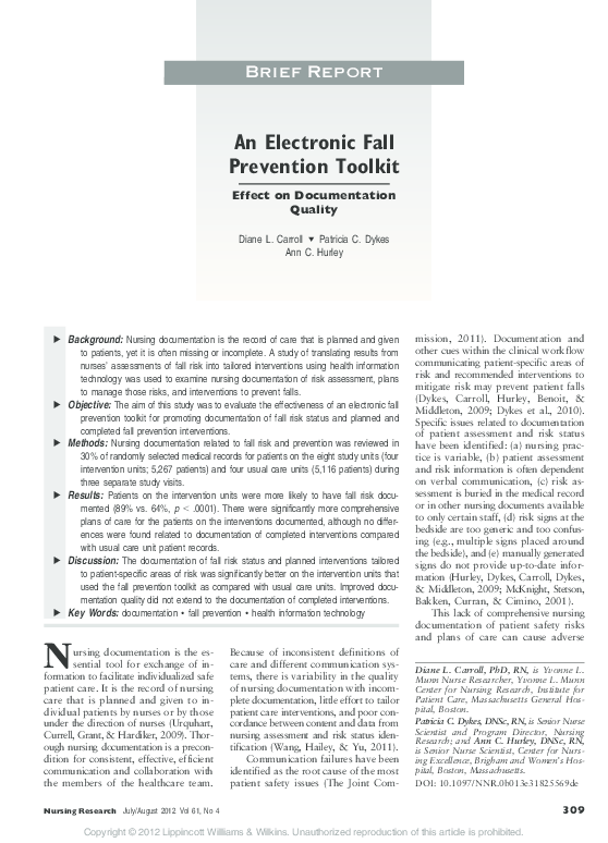 (PDF) An Electronic Fall Prevention Toolkit