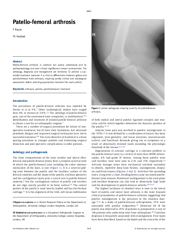 (PDF) Patello-femoral arthrosis