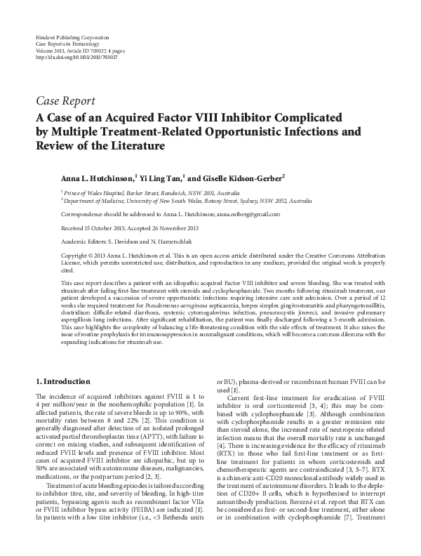  pdf a case of an acquired factor viii inhibitor complicated by