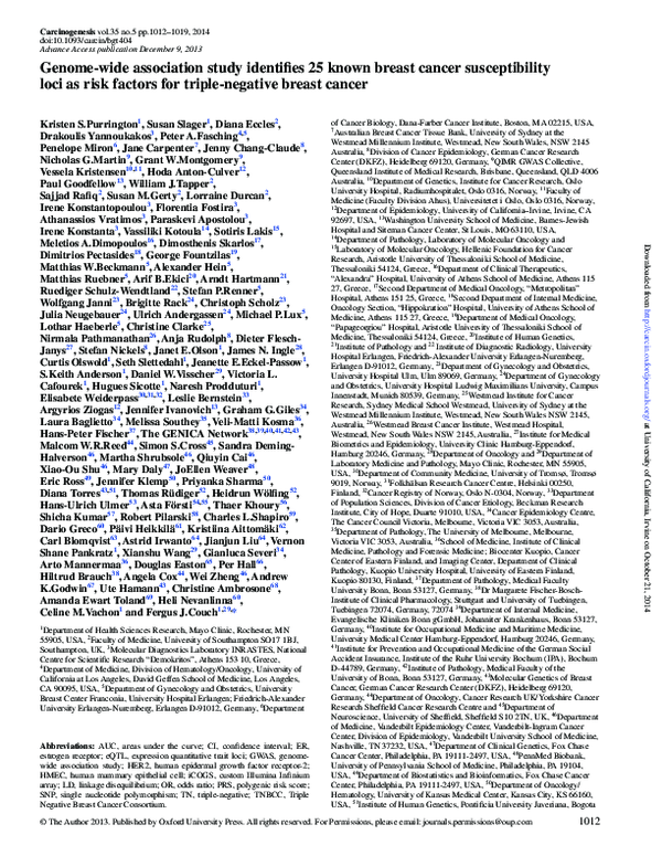 (PDF) Genome-wide association study identifies 25 known breast cancer ...