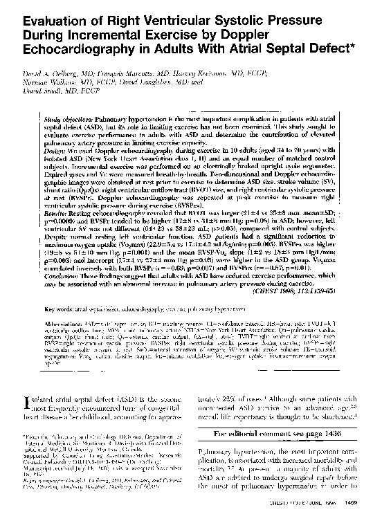 (PDF) Evaluation of Right Ventricular Systolic Pressure During ...