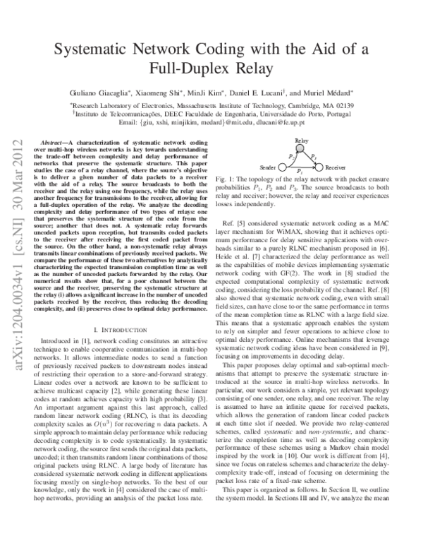 (PDF) Systematic network coding with the aid of a full-duplex relay