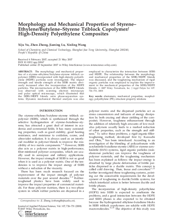(PDF) Morphology and mechanical properties of styrene–ethylene/butylene ...