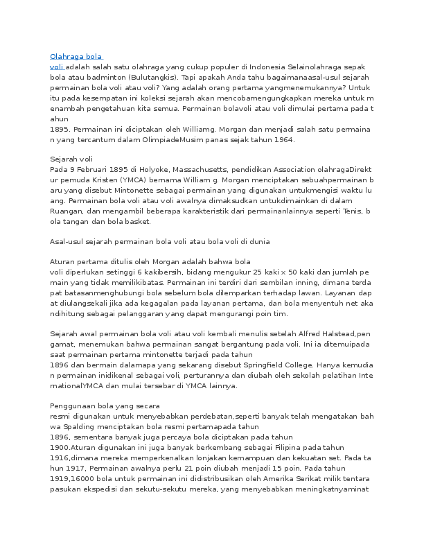 Doc Perkembangan Dan Sejarah Bola Voli Nu Di Academia Edu