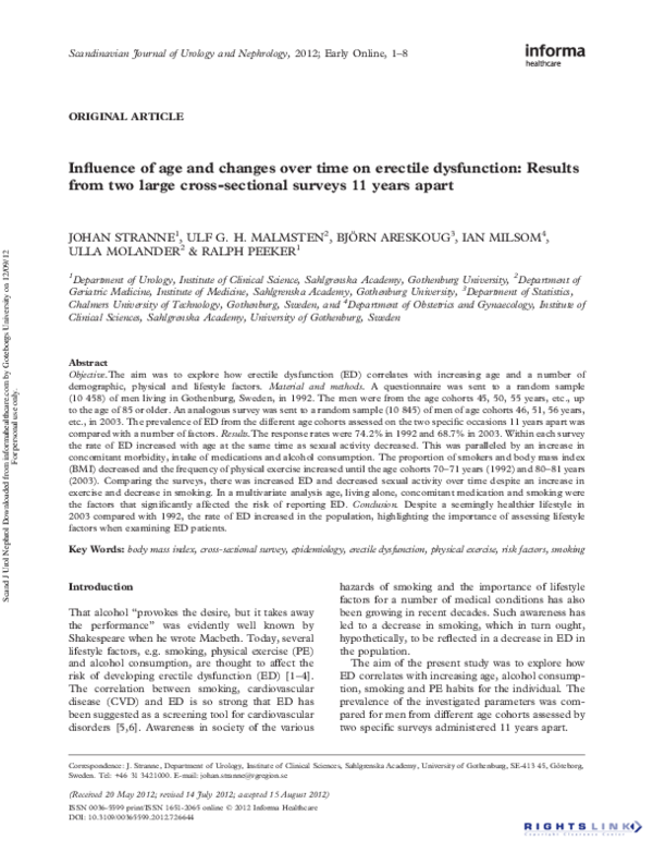 (PDF) Influence of age and changes over time on erectile dysfunction ...