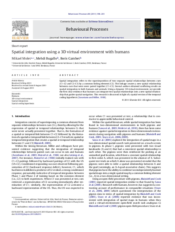 (PDF) Spatial integration using a 3D virtual environment with humans