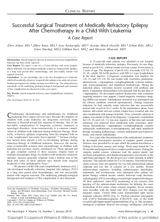 (PDF) Successful Surgical Treatment of Medically Refractory Epilepsy ...