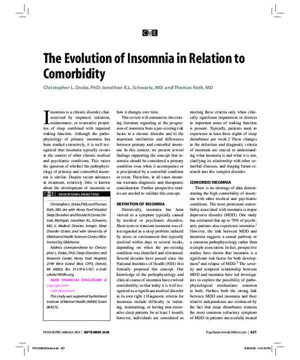 (PDF) The Evolution of Insomnia in Relation to Comorbidity