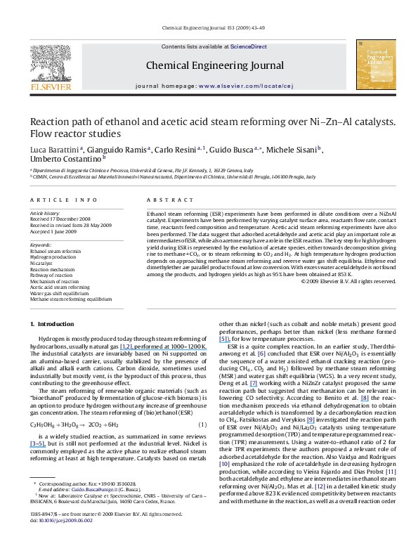 (PDF) Reaction path of ethanol and acetic acid steam reforming over Ni ...