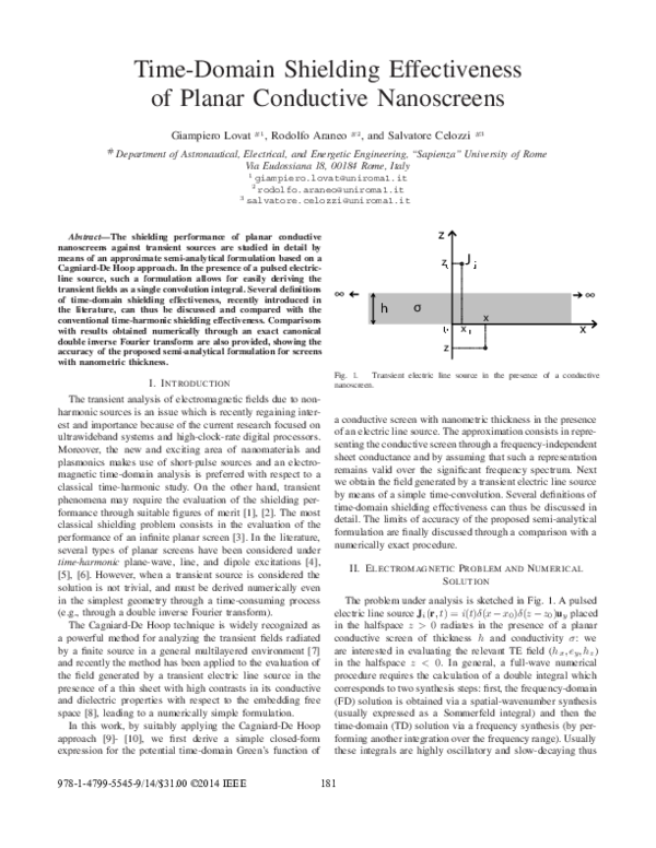 (PDF) Time-domain shielding effectiveness of planar conductive nanoscreens