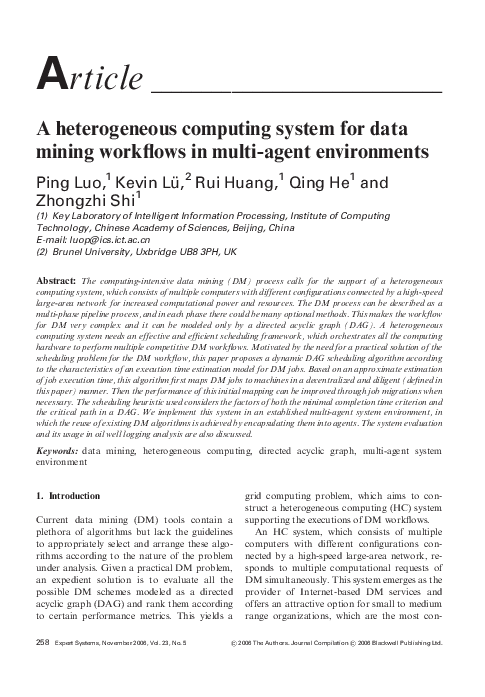 (PDF) A heterogeneous computing system for data mining workflows in ...