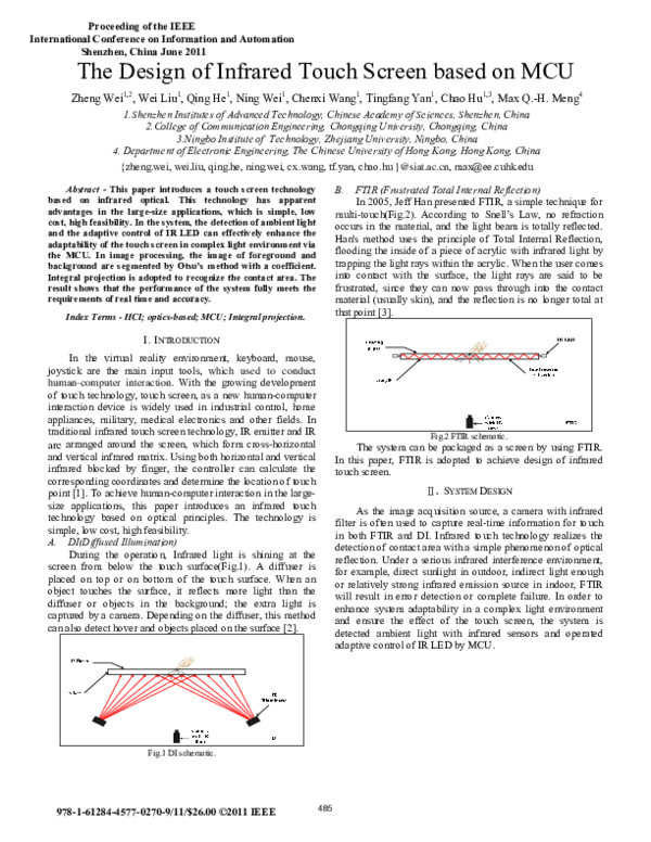 (PDF) The design of infrared touch screen based on MCU