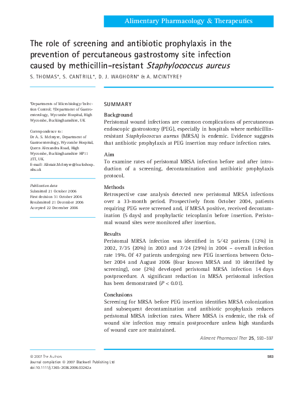 (PDF) The role of screening and antibiotic prophylaxis in the