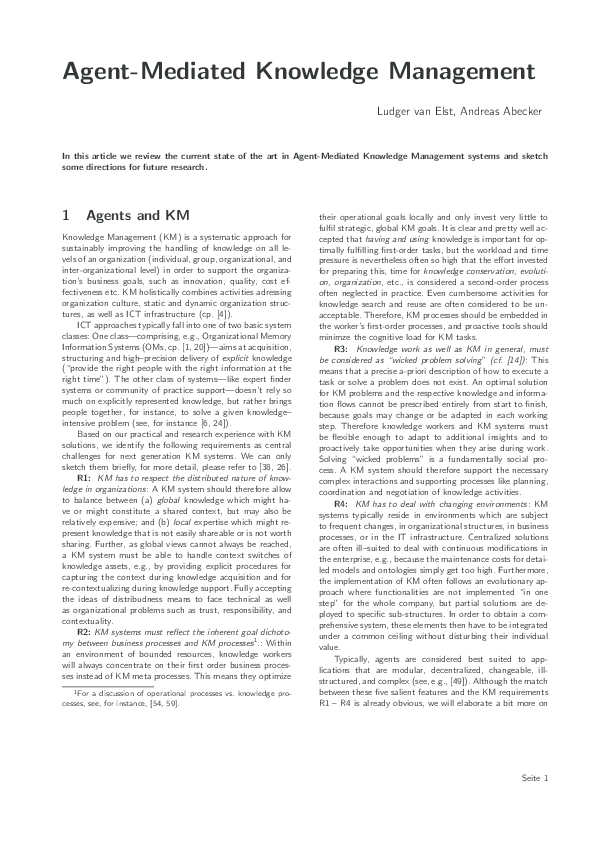 (PDF) Agent Mediated Knowledge Management