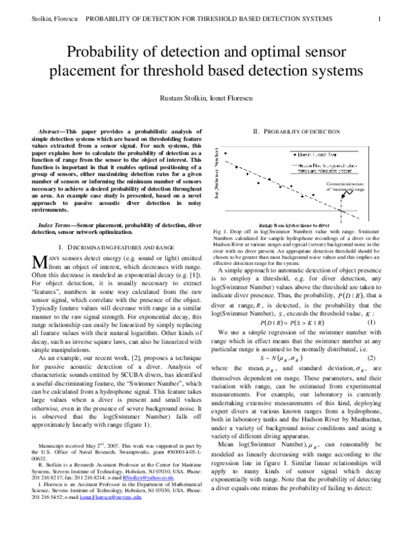 (PDF) Probability of Detection and Optimal Sensor Placement for ...
