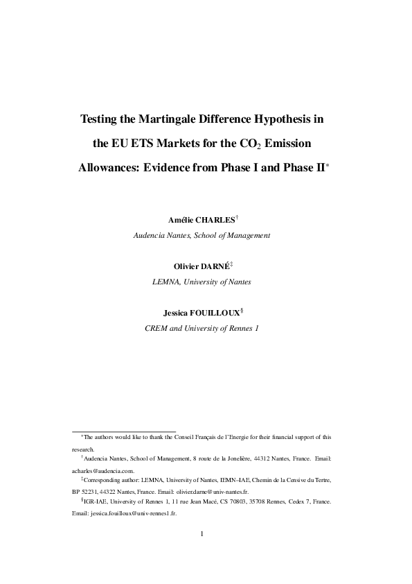 (PDF) Testing the martingale difference hypothesis in CO2 emission