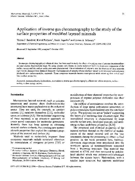 (PDF) Application of inverse gas chromatography to the study of the